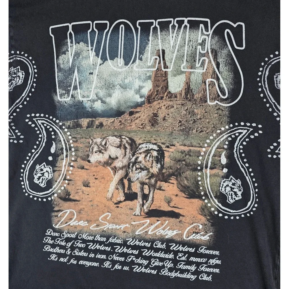 Darc Sport Wolves Club‎ Premium Vintage T-Shirt Black Large Paisley 583/1000 - Picture 2 of 7